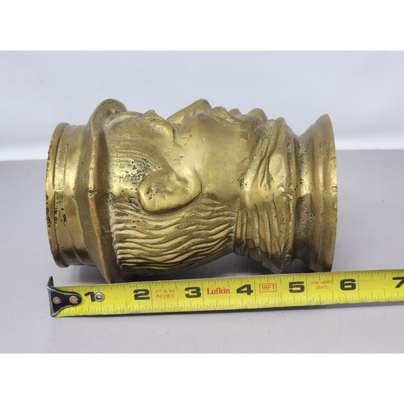 Antique Gold-Toned Brass Tankard Mug With Mans Face Design & Ornate Handle - Picture 9 of 9